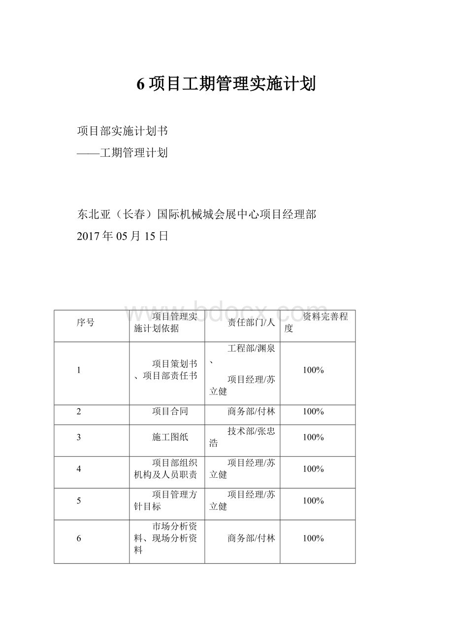 6项目工期管理实施计划Word格式文档下载.docx