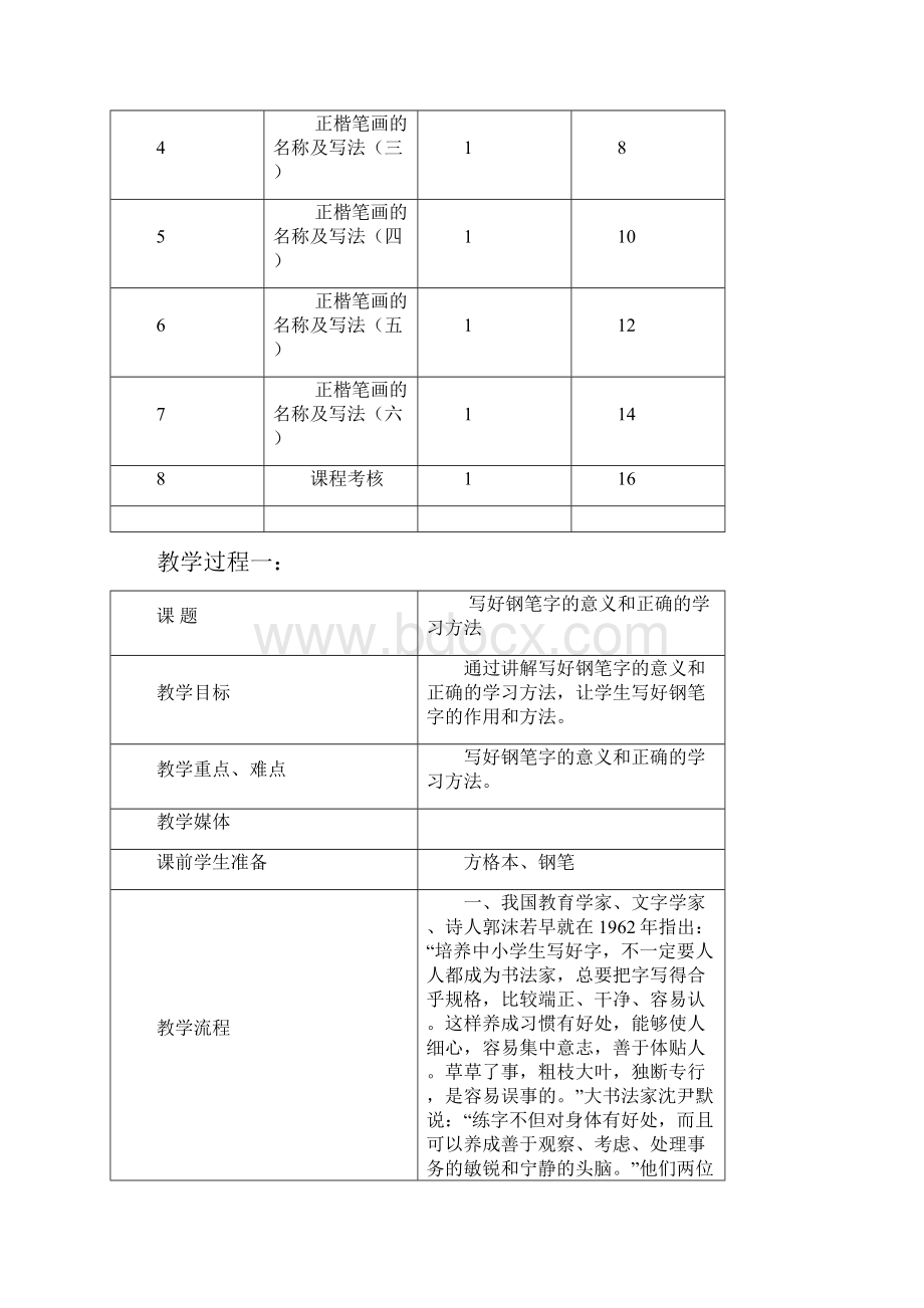 小学三年级硬笔书法教学计划和教案.docx_第3页