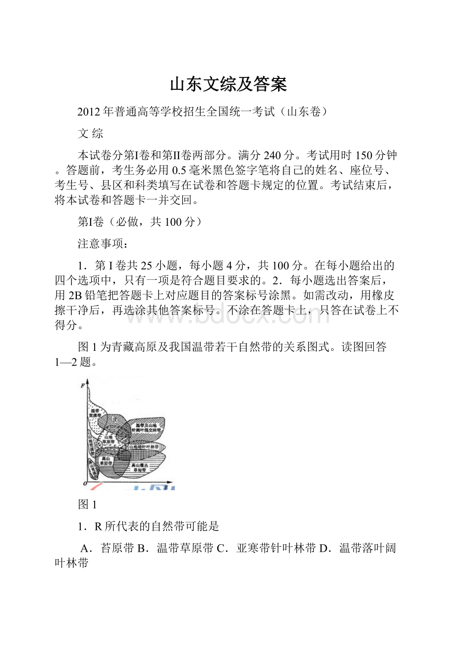 山东文综及答案Word文档下载推荐.docx