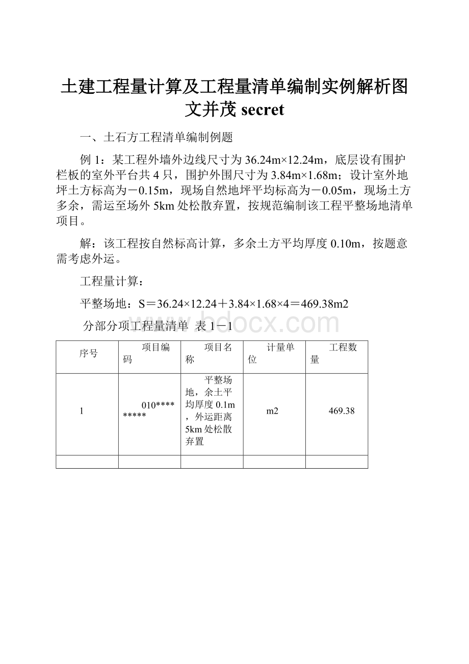 土建工程量计算及工程量清单编制实例解析图文并茂secret.docx_第1页