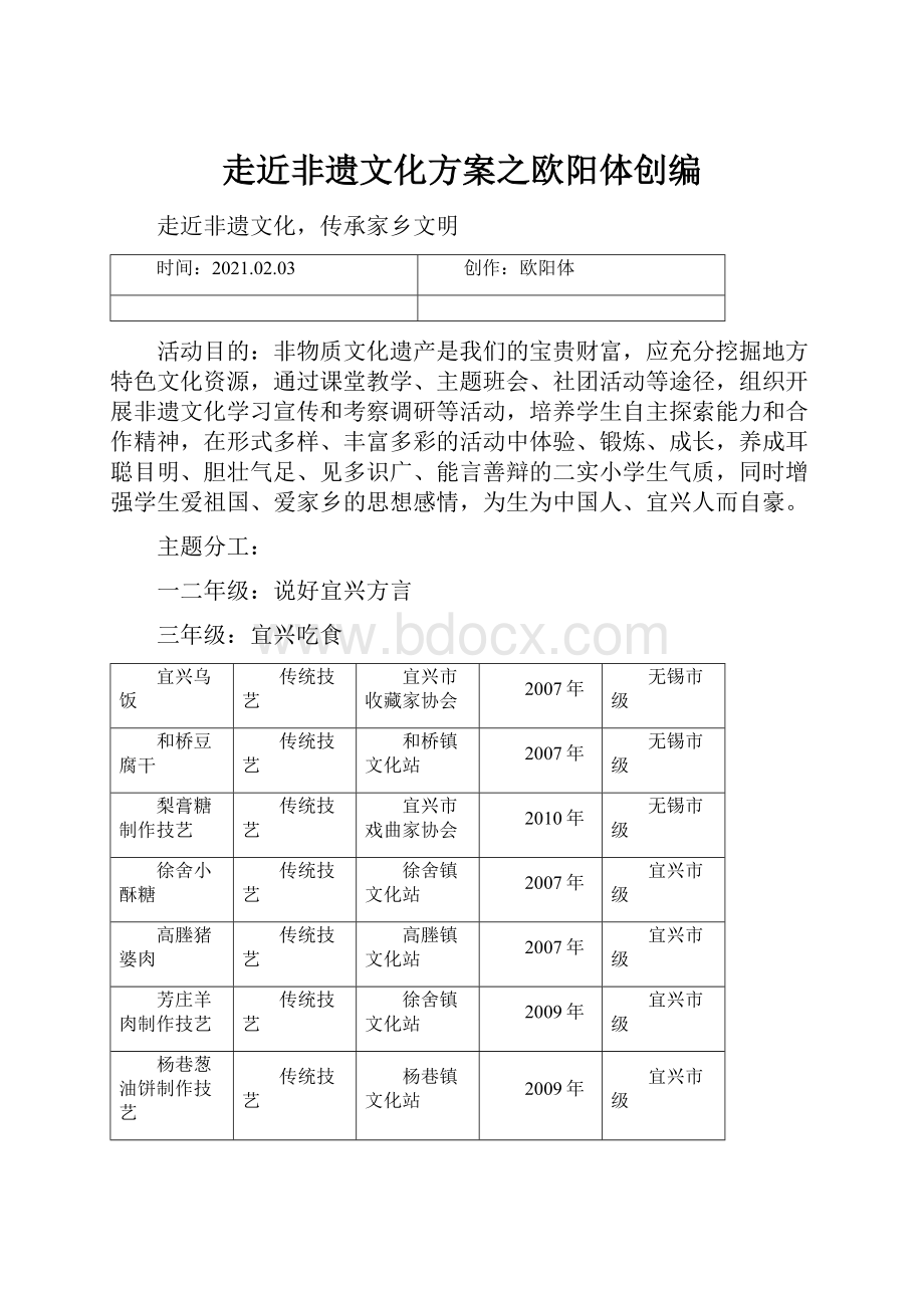 走近非遗文化方案之欧阳体创编.docx