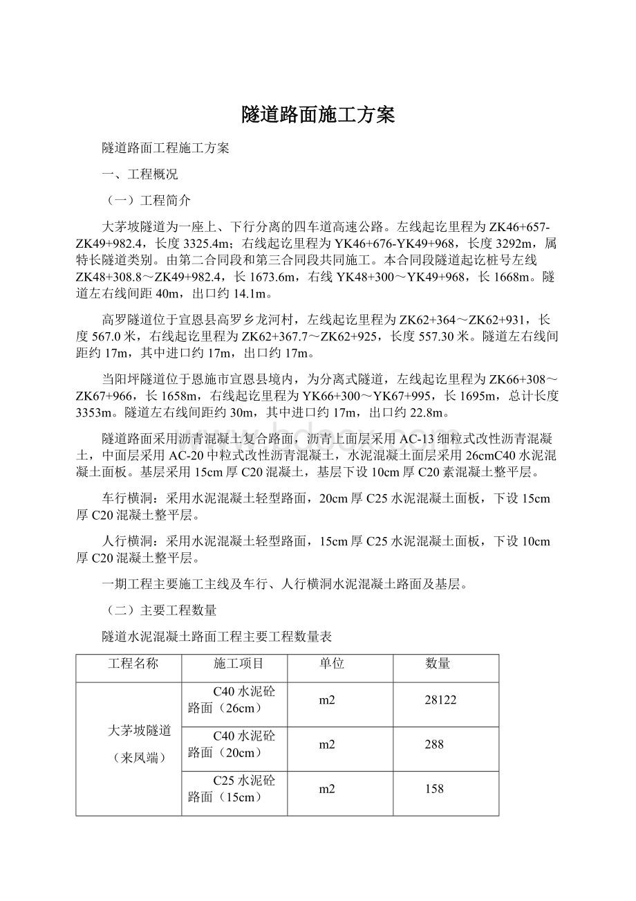 隧道路面施工方案.docx_第1页