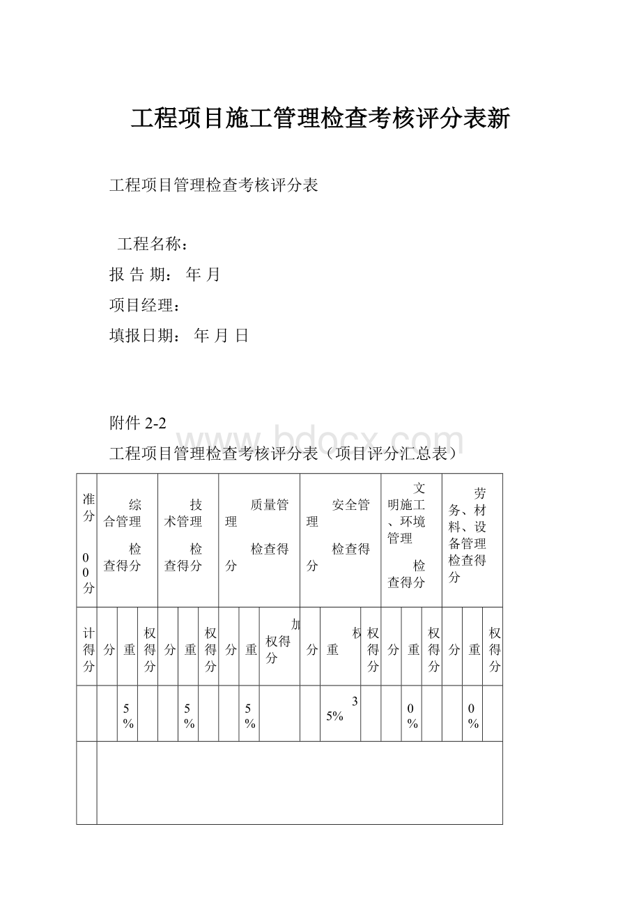 工程项目施工管理检查考核评分表新.docx