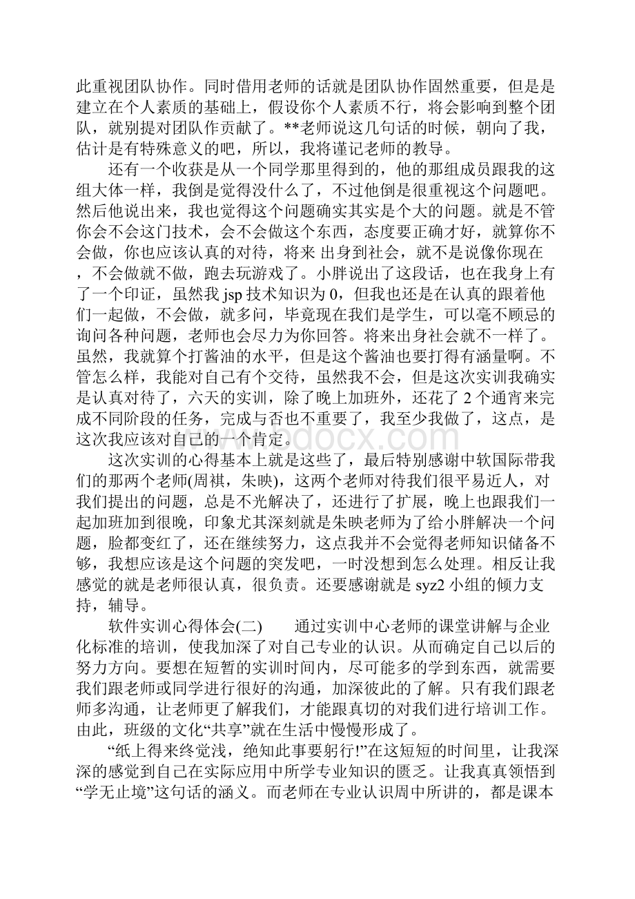 软件实训心得体会三篇.docx_第2页