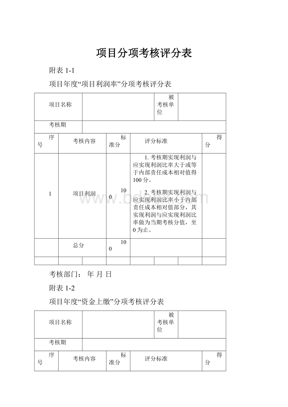 项目分项考核评分表.docx