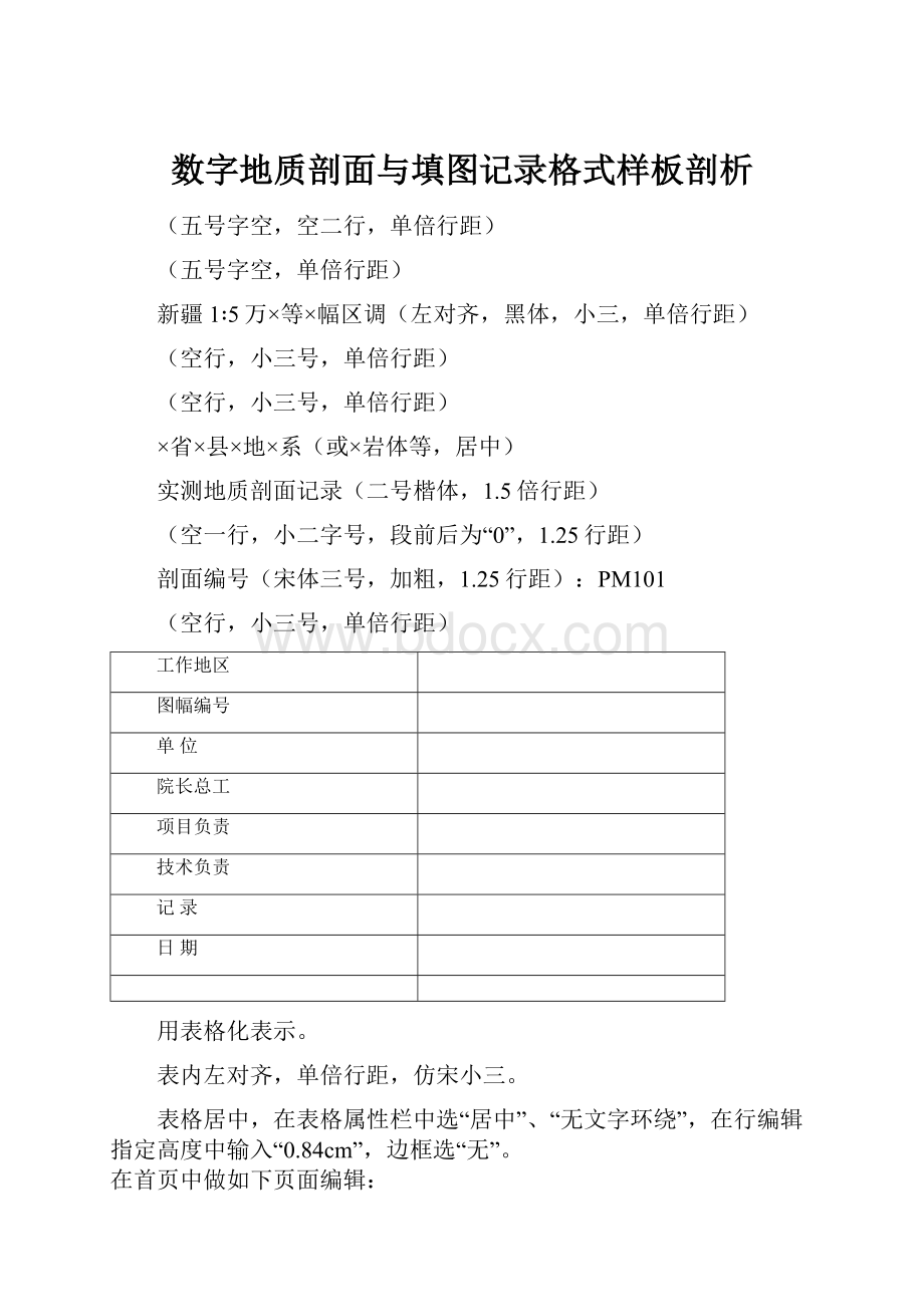 数字地质剖面与填图记录格式样板剖析.docx