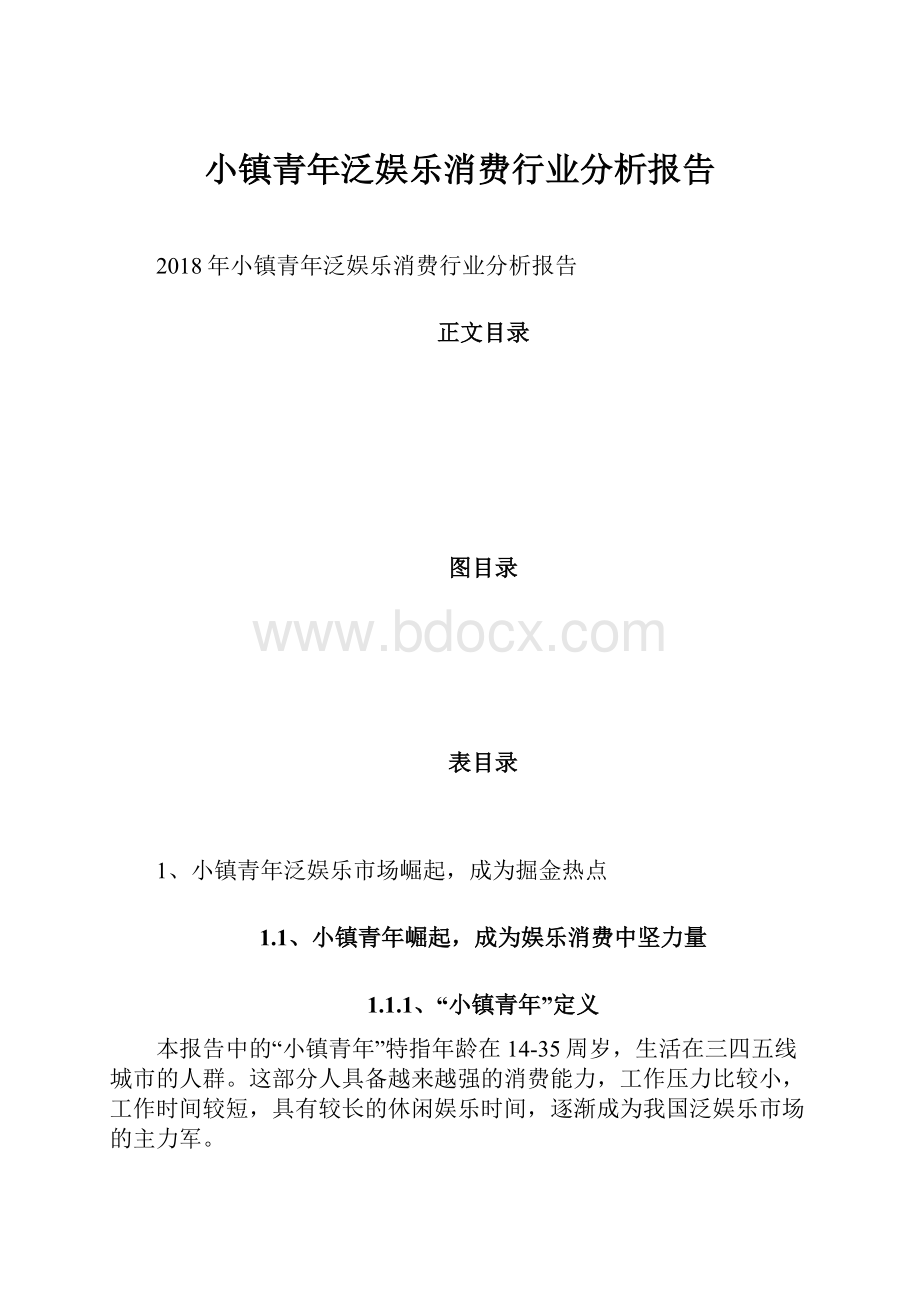 小镇青年泛娱乐消费行业分析报告Word文档下载推荐.docx