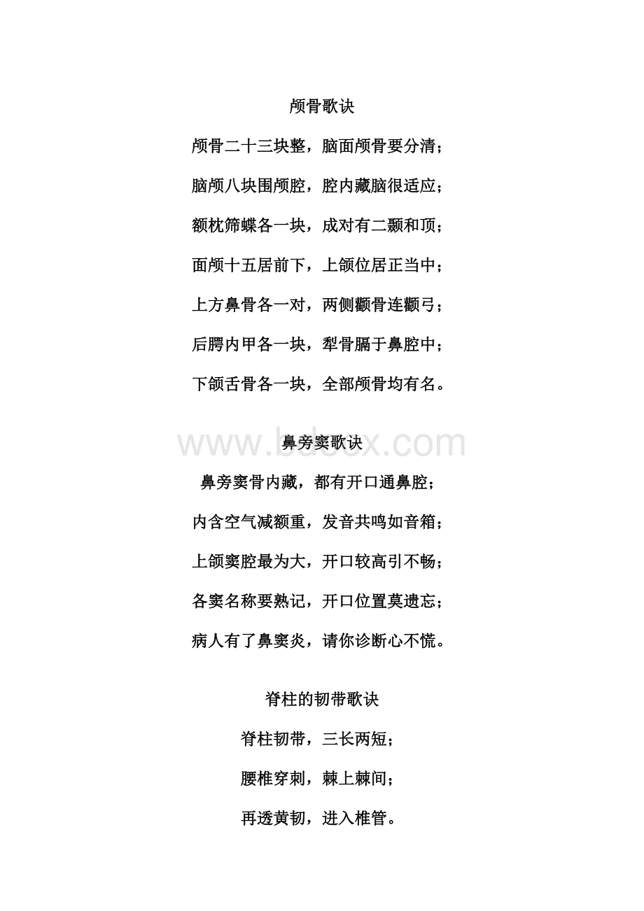 最全面的人体解剖学歌诀Word下载.docx_第3页