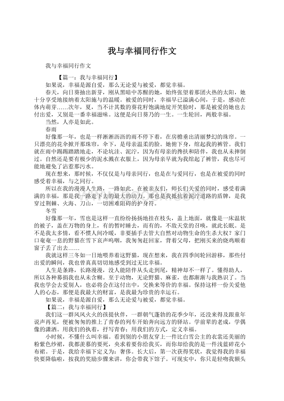 我与幸福同行作文文档格式.docx