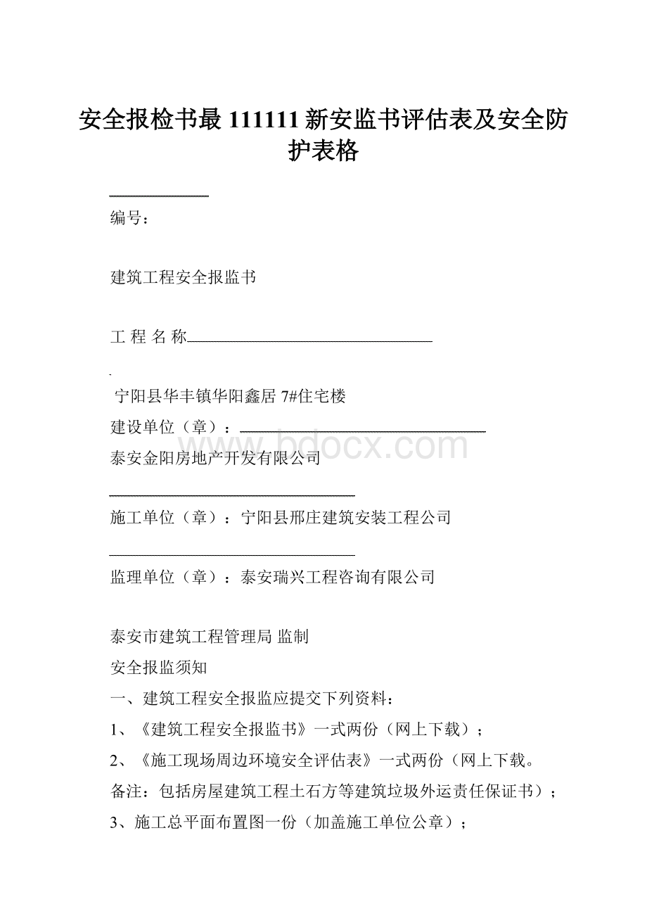 安全报检书最111111新安监书评估表及安全防护表格Word下载.docx_第1页