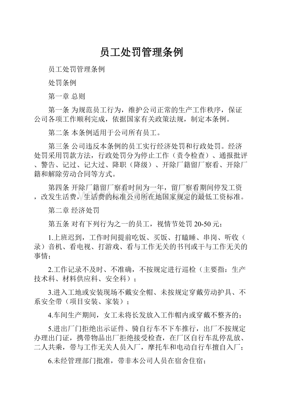 员工处罚管理条例.docx_第1页