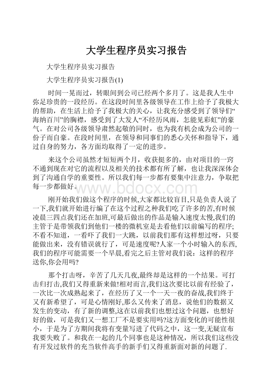 大学生程序员实习报告文档格式.docx