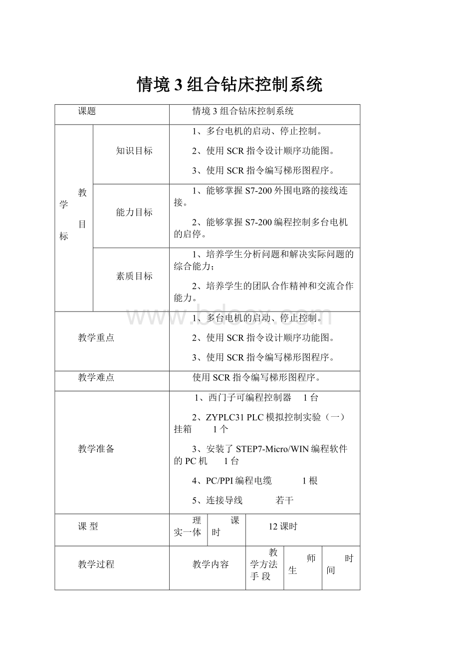 情境3组合钻床控制系统Word格式.docx