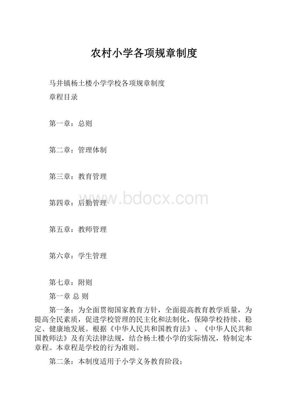 农村小学各项规章制度Word格式文档下载.docx