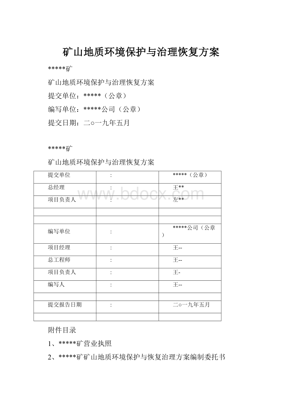 矿山地质环境保护与治理恢复方案.docx_第1页