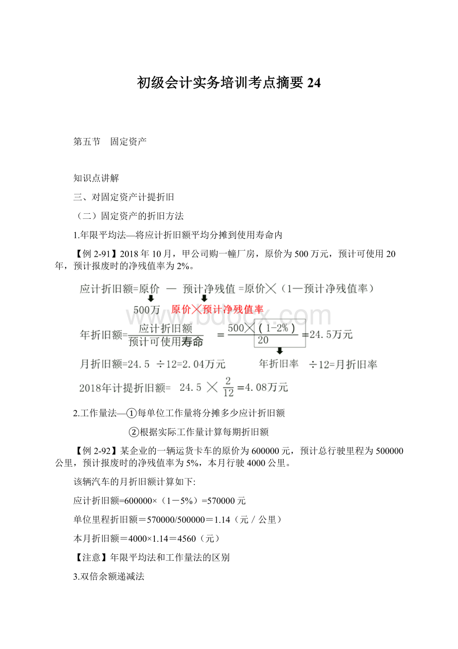 初级会计实务培训考点摘要 24.docx_第1页