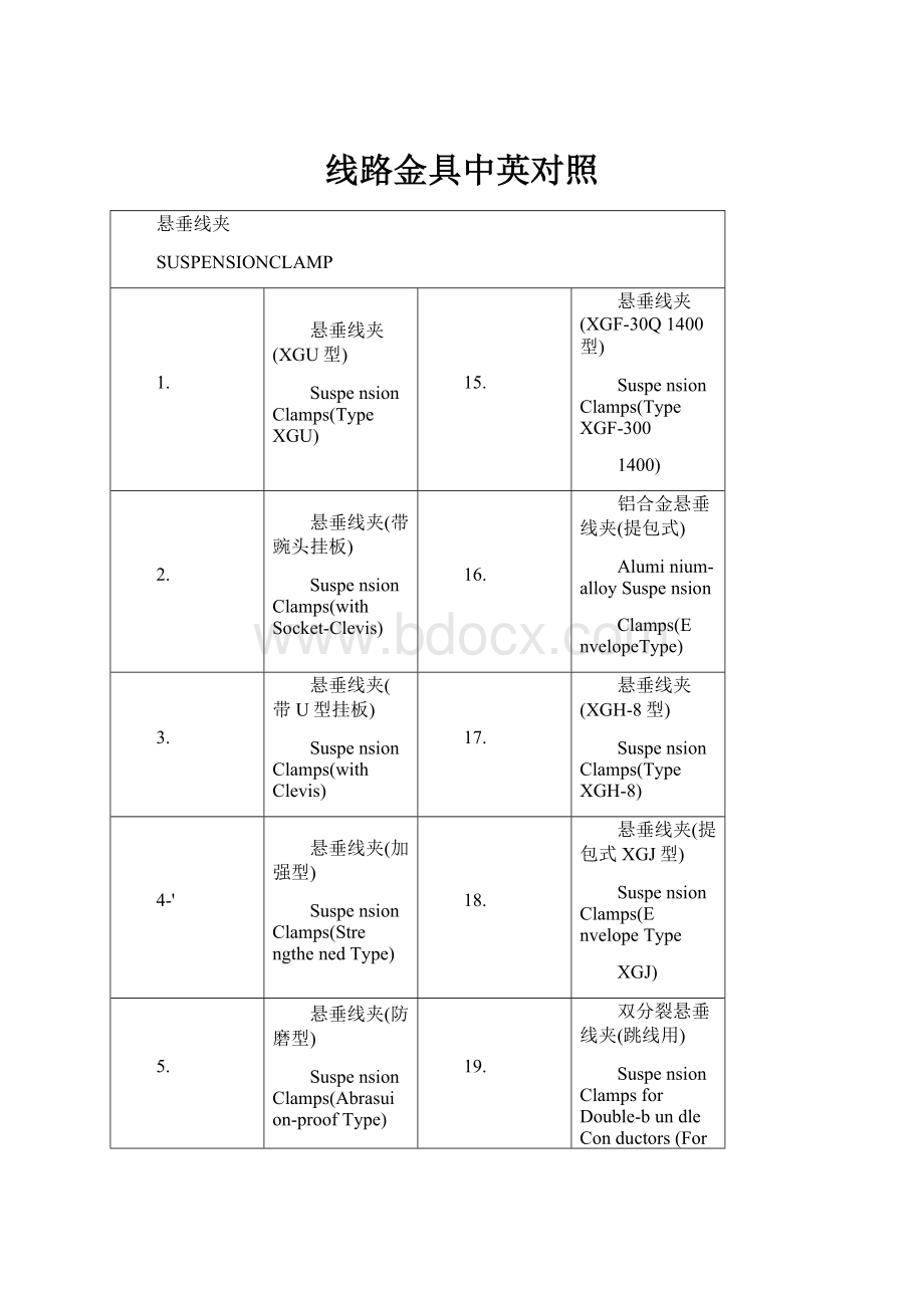 线路金具中英对照.docx