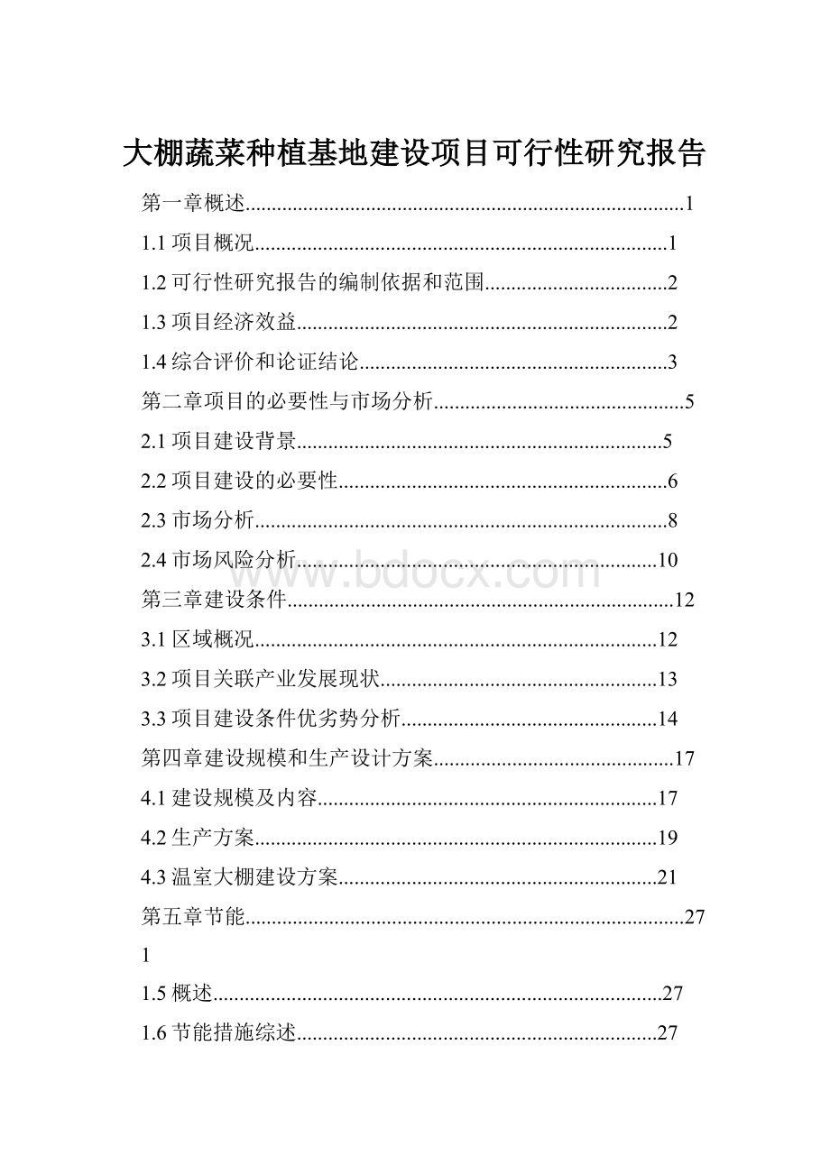 大棚蔬菜种植基地建设项目可行性研究报告Word格式.docx