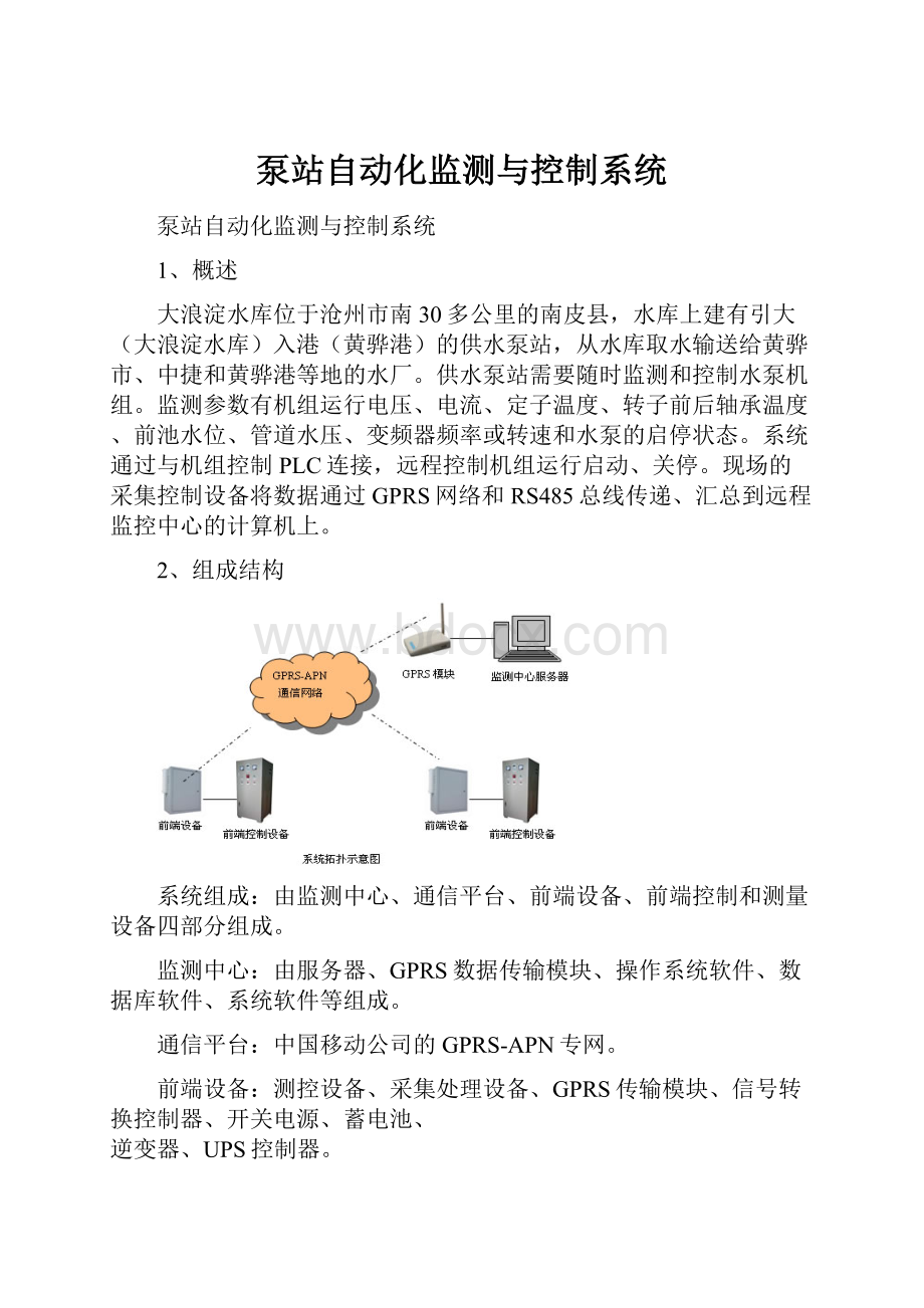 泵站自动化监测与控制系统.docx_第1页