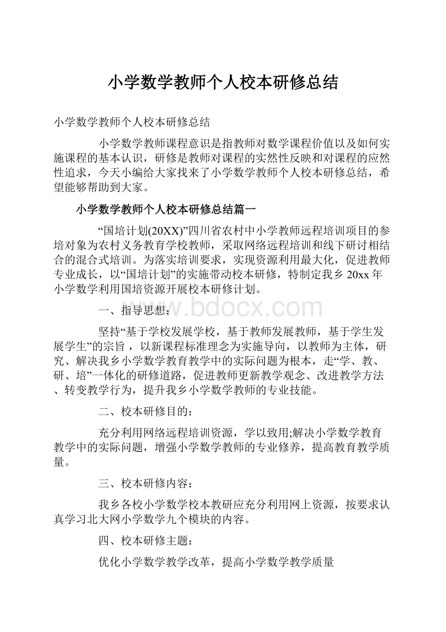 小学数学教师个人校本研修总结Word文档格式.docx