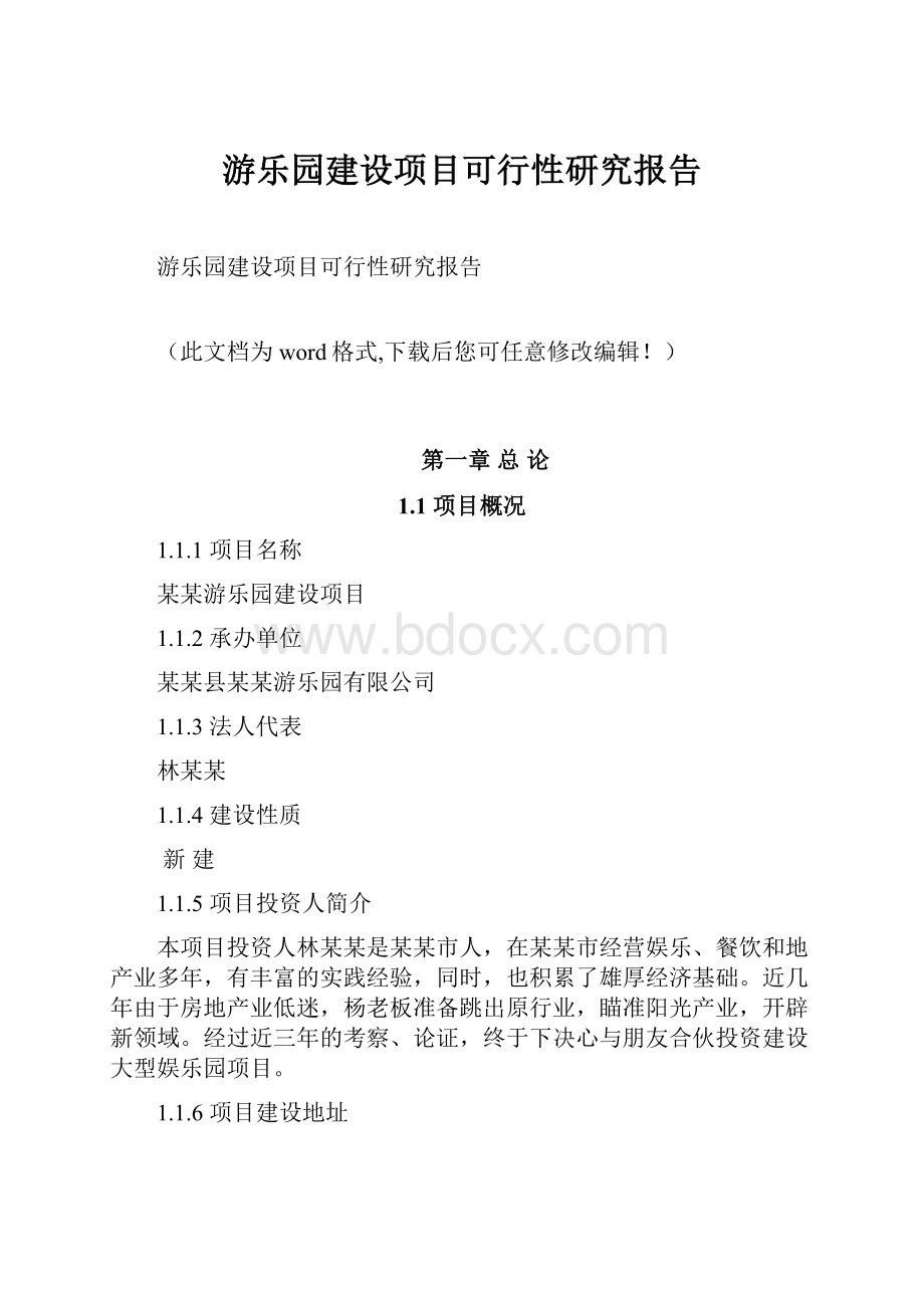 游乐园建设项目可行性研究报告.docx