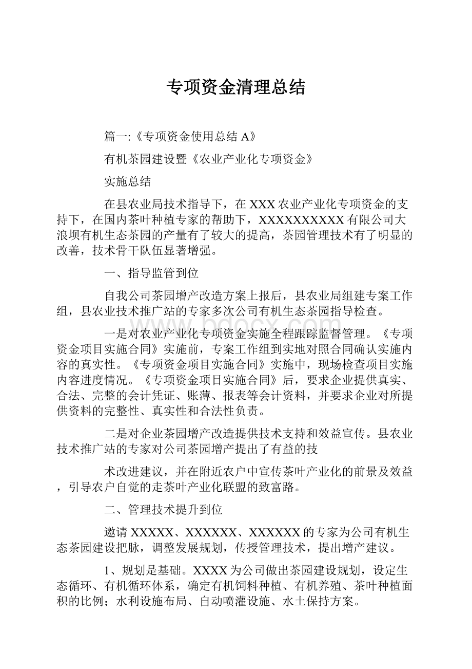 专项资金清理总结.docx_第1页