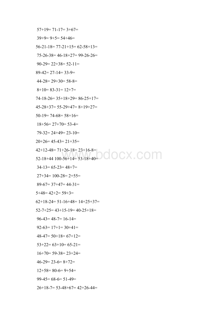 100以内加减法口算题1000道Word文件下载.docx_第2页