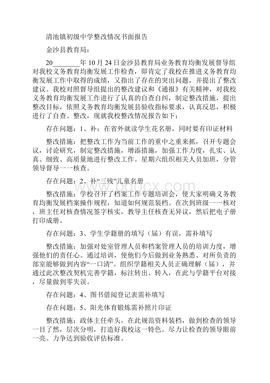 整改情况书面报告问题整改报告范文Word格式文档下载.docx_第3页