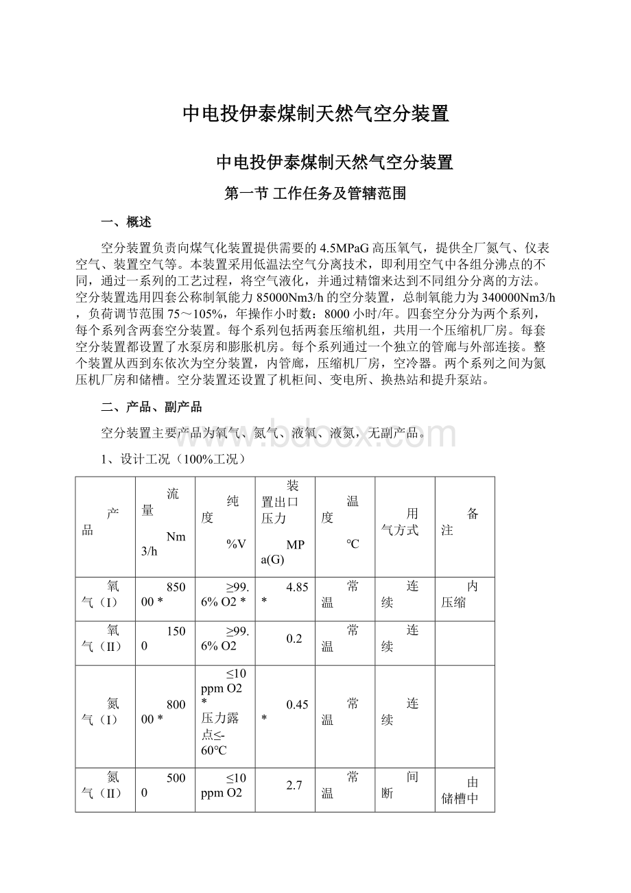 中电投伊泰煤制天然气空分装置Word格式文档下载.docx