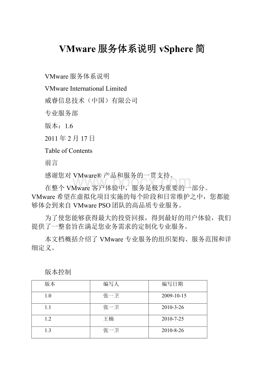 VMware服务体系说明vSphere简Word文件下载.docx