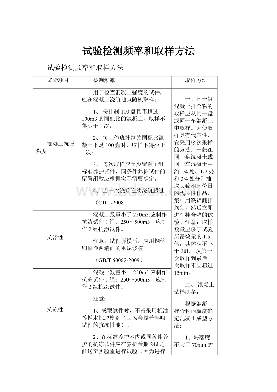 试验检测频率和取样方法.docx_第1页