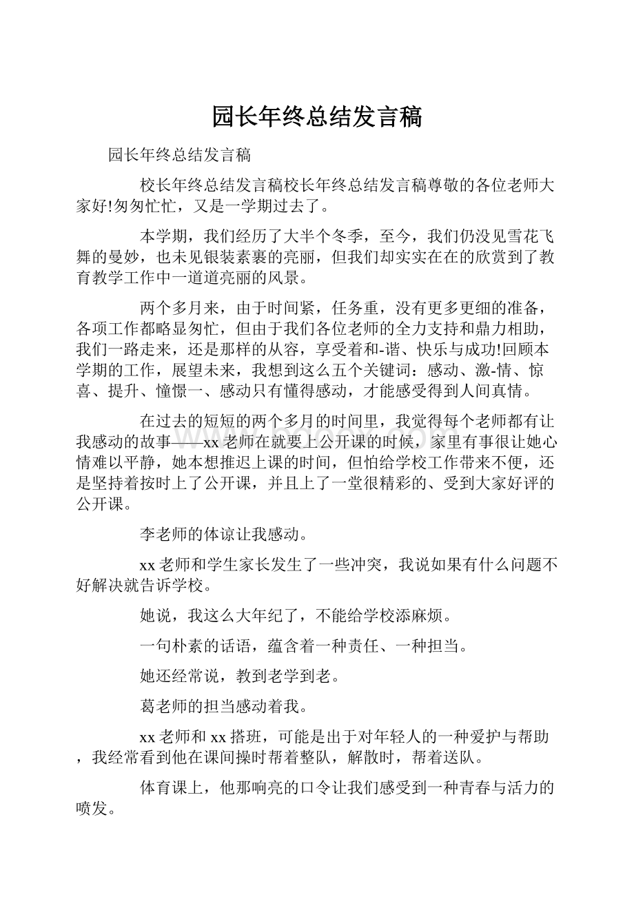 园长年终总结发言稿.docx_第1页