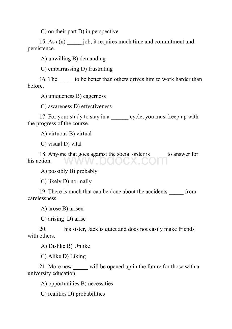 新视野大学英语第一册期末考试单选题.docx_第3页