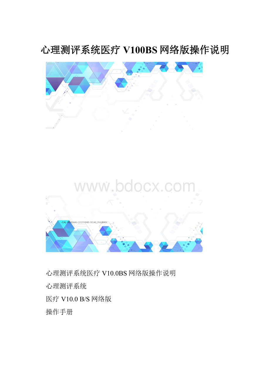 心理测评系统医疗V100BS网络版操作说明.docx_第1页