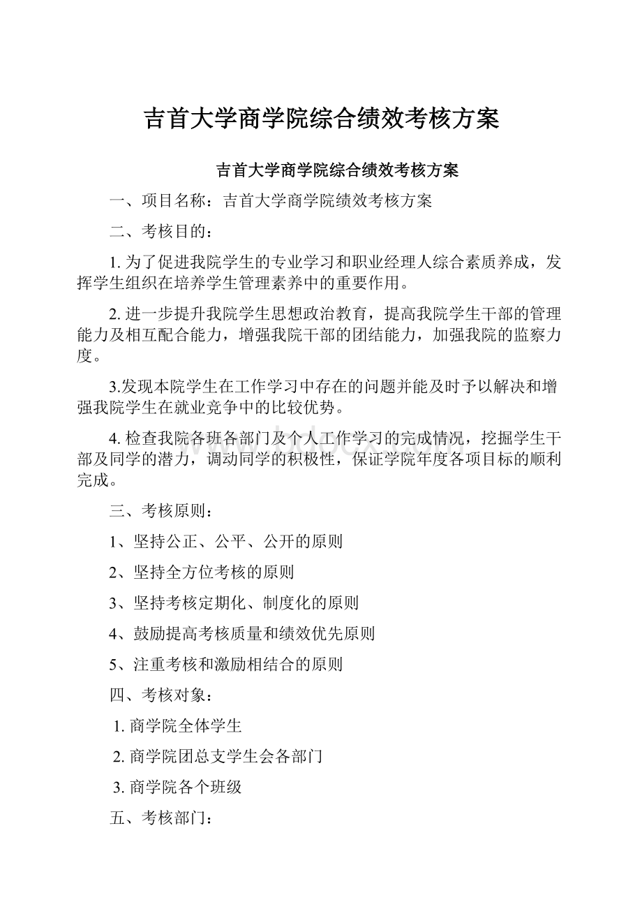 吉首大学商学院综合绩效考核方案.docx_第1页