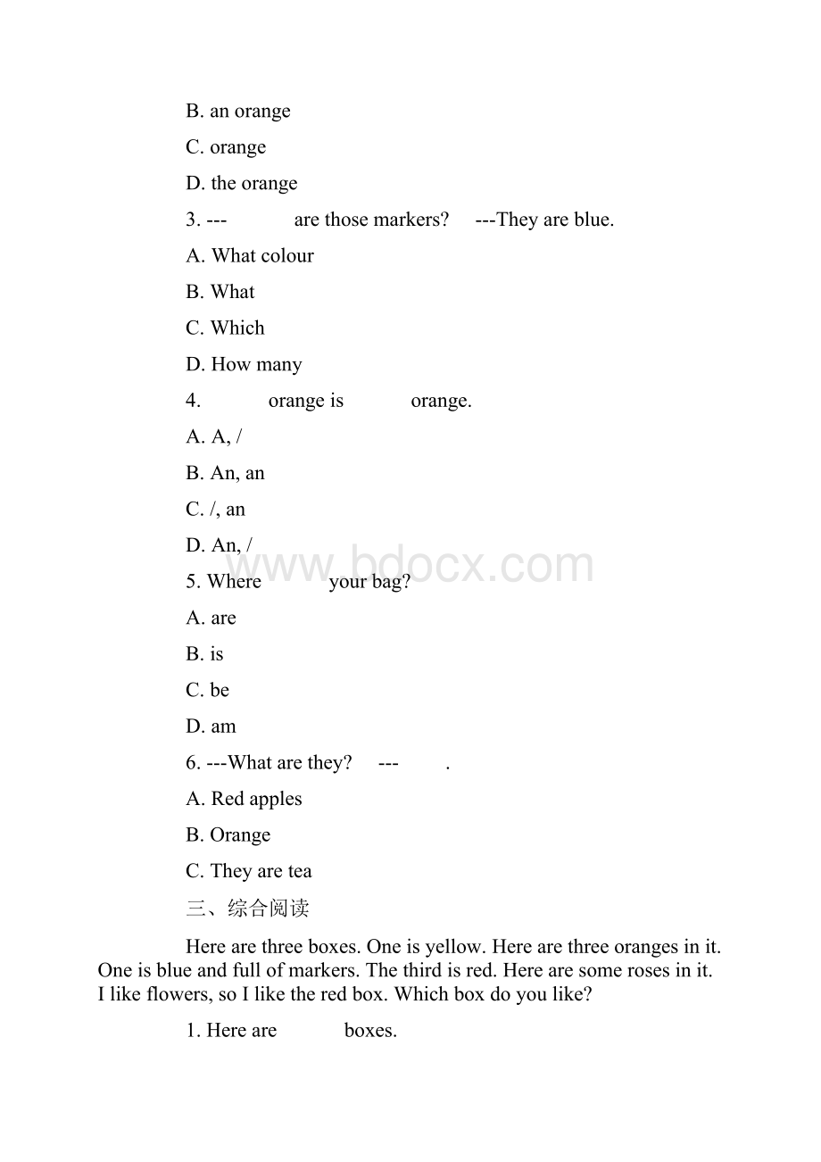 冀教版七级上学期 特殊疑问句以及冠词的用法1Word文档格式.docx_第2页