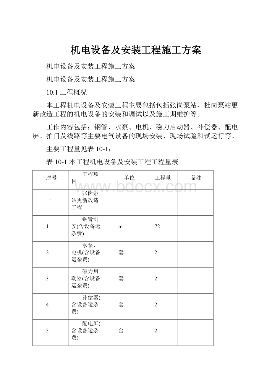 机电设备及安装工程施工方案.docx_第1页