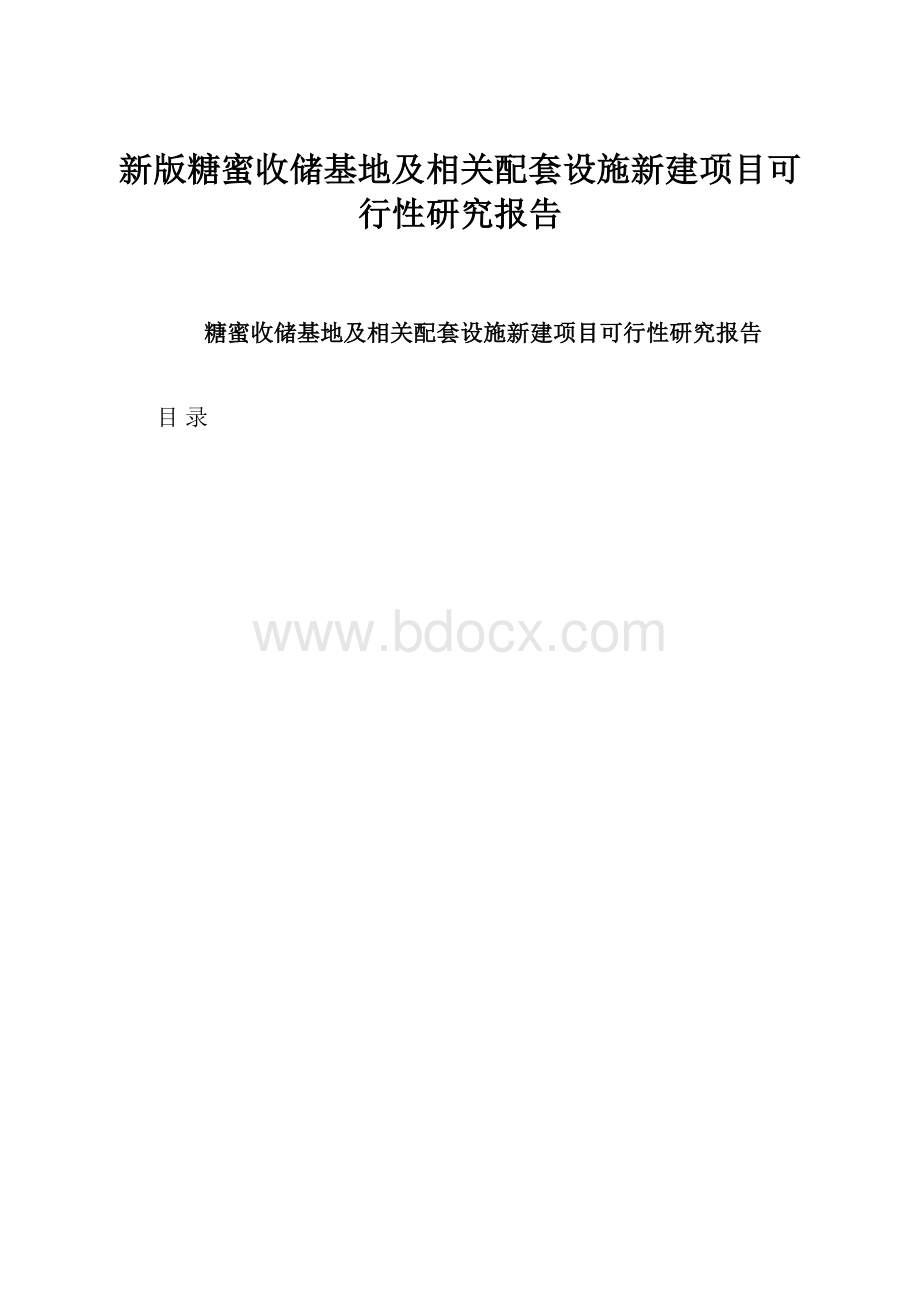 新版糖蜜收储基地及相关配套设施新建项目可行性研究报告Word格式.docx_第1页