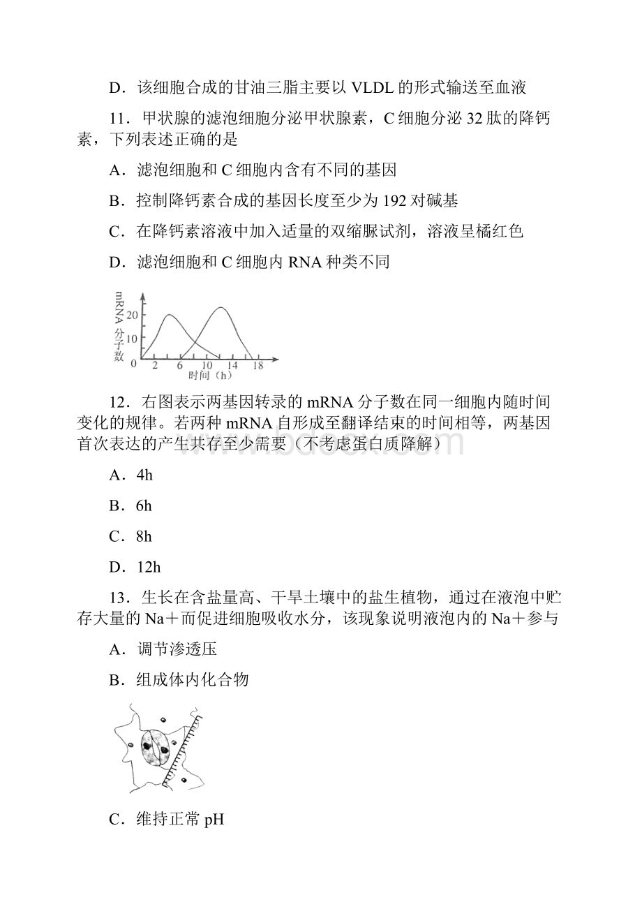 普通高等院校招生统一考试生命科学试题上海卷.docx_第3页