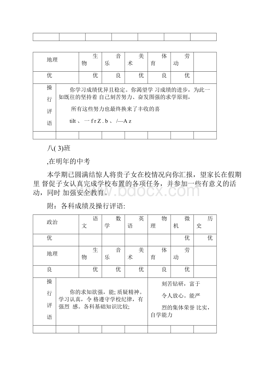 初中学生成绩报告单Word格式文档下载.docx_第2页