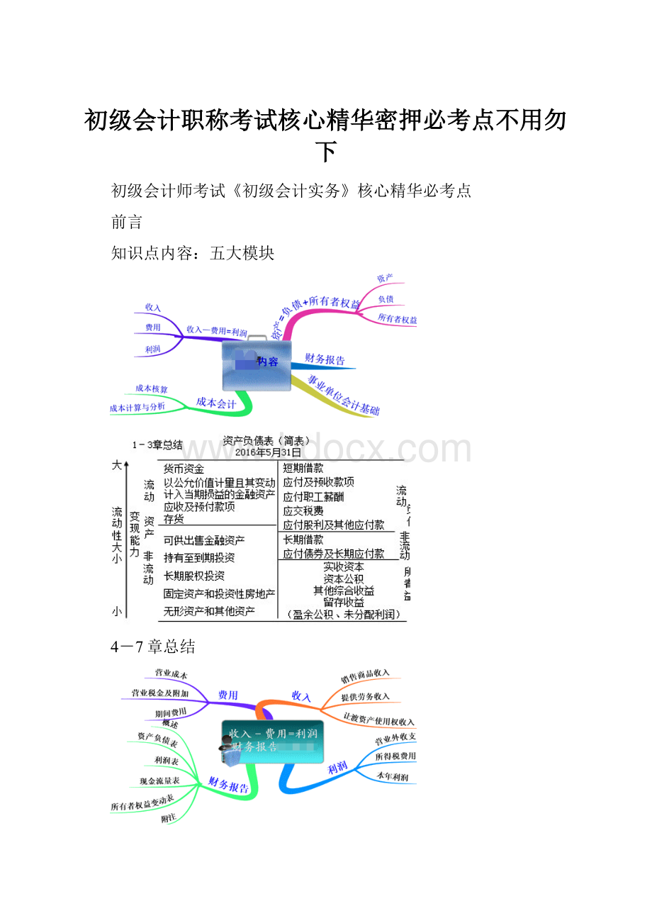 初级会计职称考试核心精华密押必考点不用勿下.docx