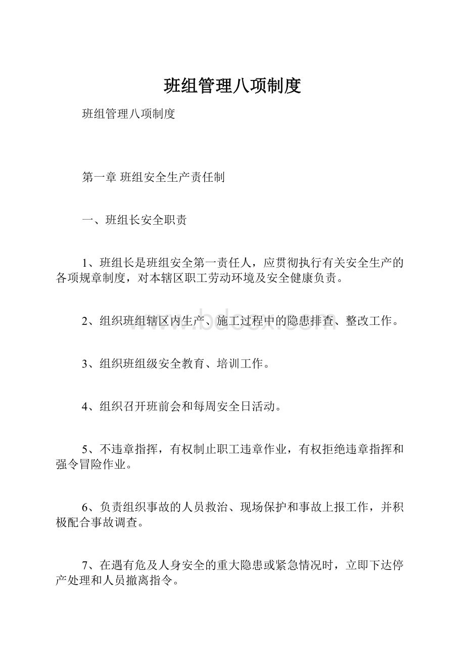 班组管理八项制度Word文档格式.docx