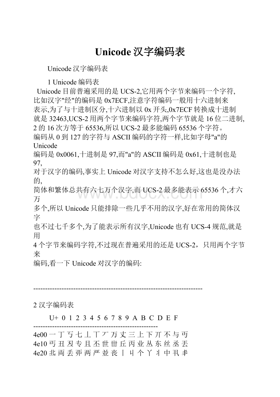 Unicode汉字编码表.docx