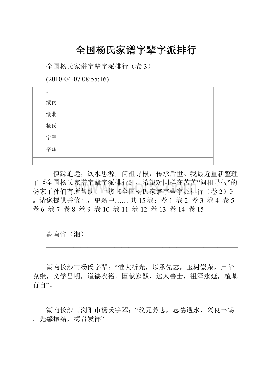 全国杨氏家谱字辈字派排行.docx_第1页