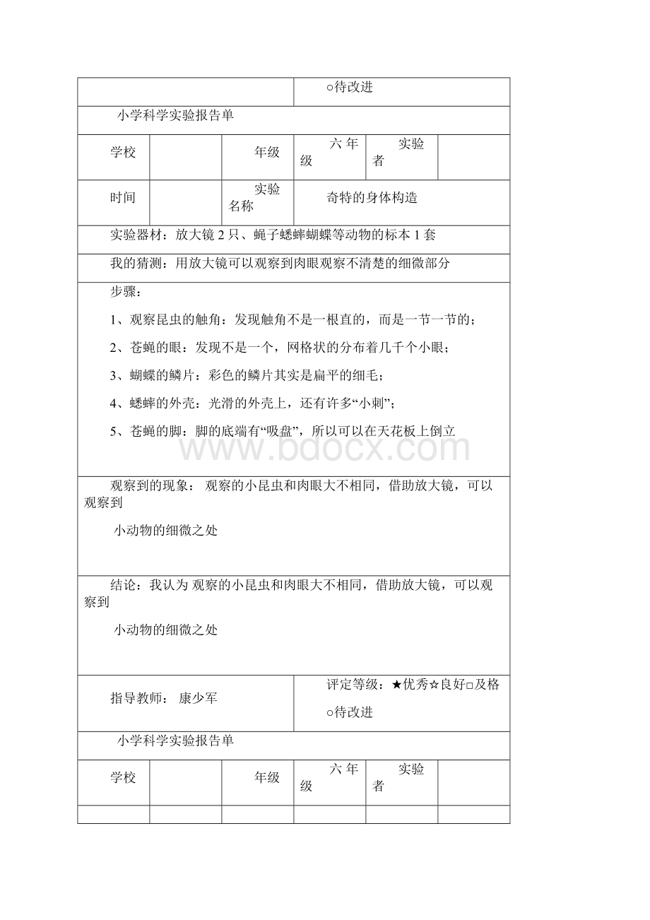 新教科版六年级下册科学实验记录Word文档格式.docx_第2页