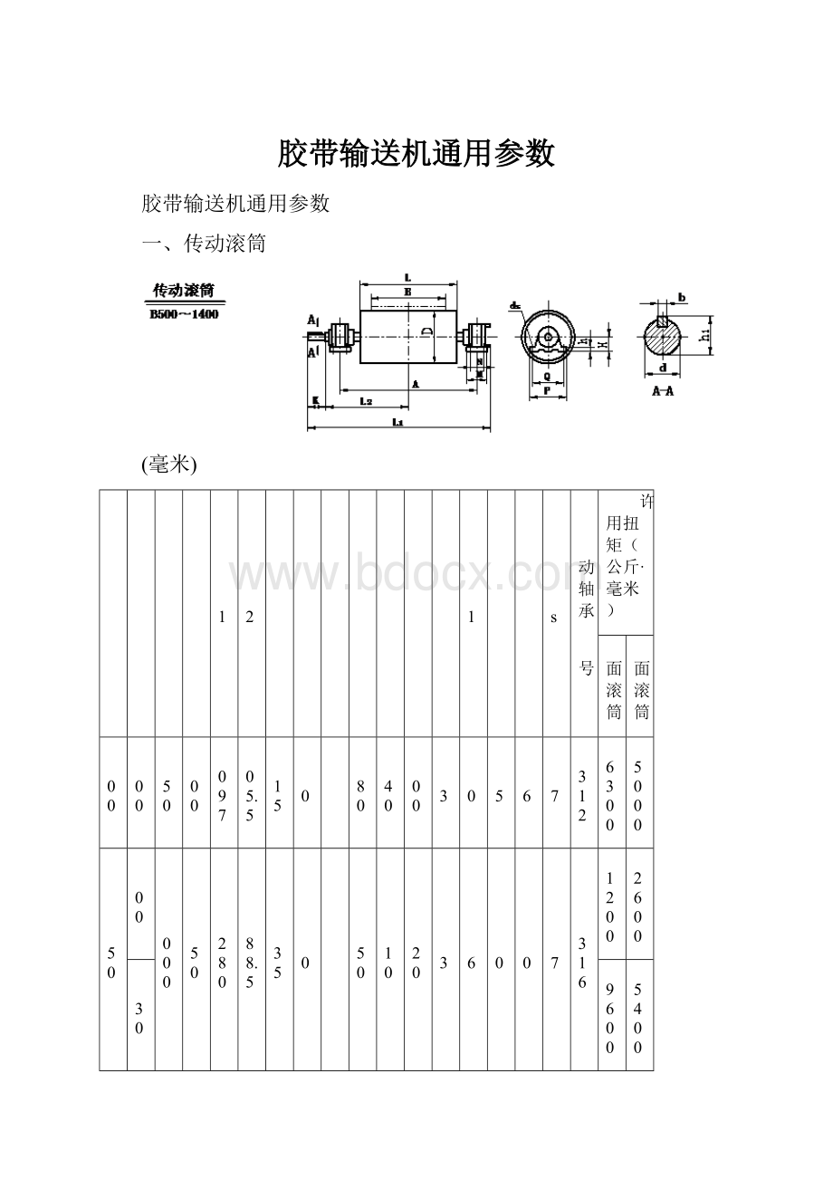 胶带输送机通用参数Word下载.docx_第1页