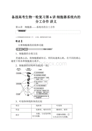 备战高考生物一轮复习第6讲 细胞器系统内的分工合作 讲义.docx