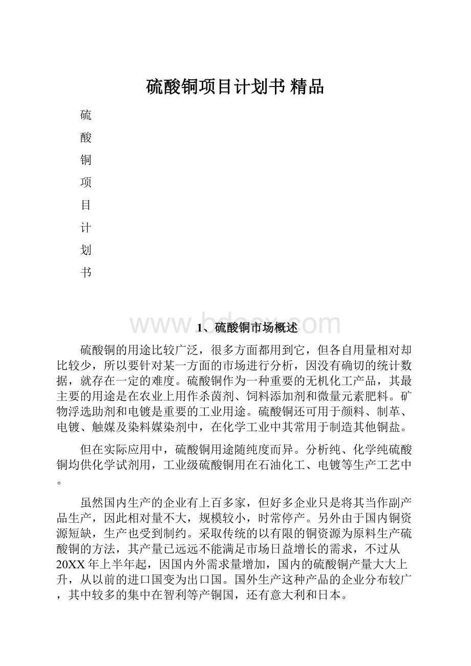 硫酸铜项目计划书 精品.docx