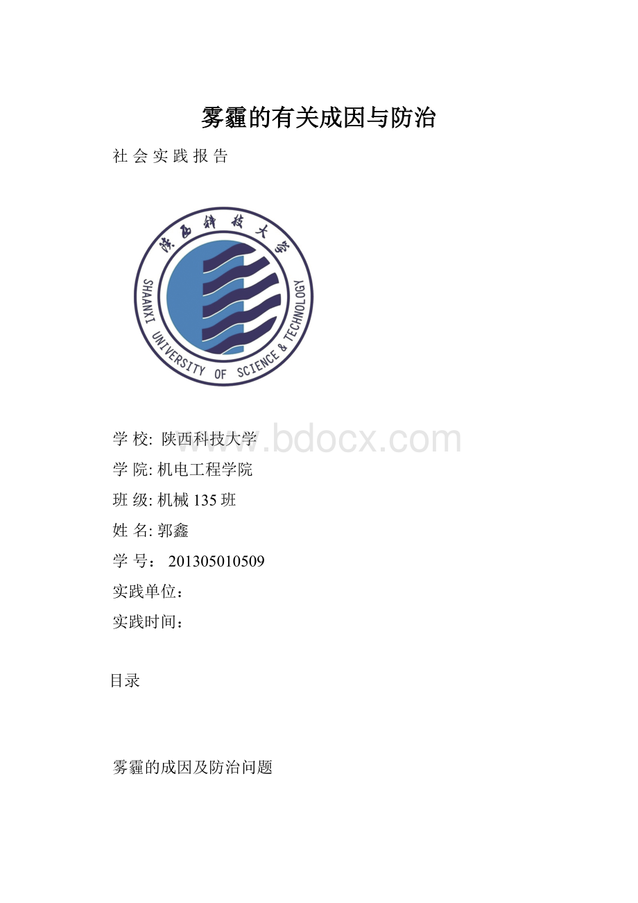 雾霾的有关成因与防治Word格式.docx