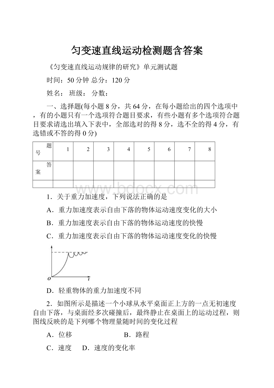 匀变速直线运动检测题含答案.docx_第1页